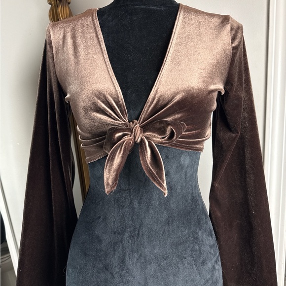 Tops - Elegant Velvet Tie-Front Top